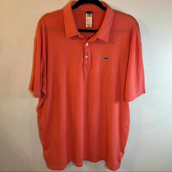 Patagonia Other - PATAGONIA MEN'S TROUT FITZ ROY S/S POLO Organic Cotton Coral Size XXL Polo Shirt
